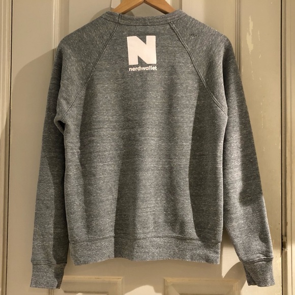 Let’s Get Nerdy Nerd Wallet Heather Grey Sweater - Picture 2 of 9